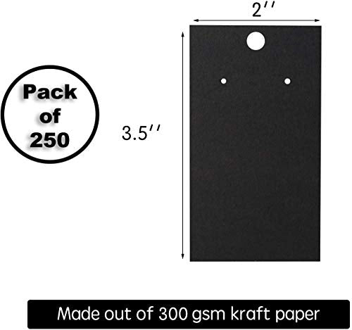 250 Pack Custom Earring Cards - Hanging Earring Display - Bulk Black (2x3.5 Inches) - Pack of 250 - color: Black