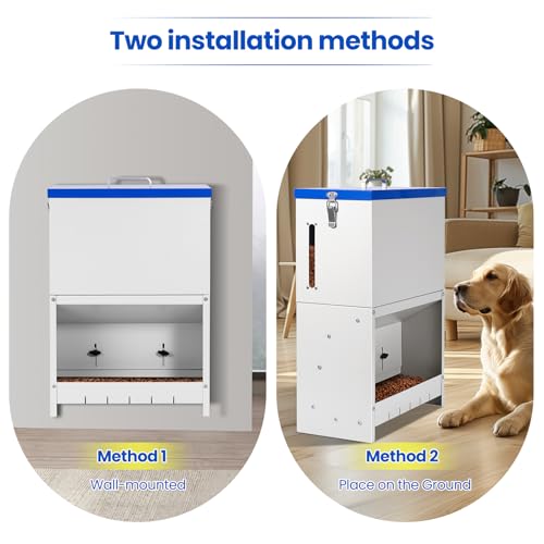 22lbs Gravity Dog Feeder - Automatic Dog Feeder Large Breed | Dog Food Dispenser,Adjustable Feeding Speed,Two Installation Method,Solid Material, Viewing Window Design,for Cat Dog