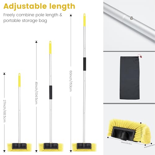 Car Wash Brush with Long Handle, 60'' Soft Bristle Cleaning Brush, Car Cleaning Brushes, Carwash Brushes for SUV, RV, Boat, Truck, House Siding, Sweep Snow, Yellow - color: Yellow