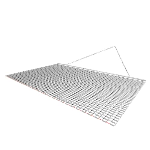VEVOR Drag Harrow, 6 x 3 ft, High-Efficiency Chain Harrow Rake, ATVs UTVs Tractors Attachments, Durable Galvanized Steel Mesh Drag Mat with Towing Chain, for Gravel Driveway Ruts Farm Field Leveling - size: 72.05 x 35.98 x 0.39 inch