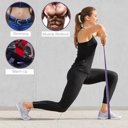 TechStone Resistance Bands Set – 5 Levels Loop Exercise Bands for Men & Women, Elastic Workout Bands for Home Gym, Training, Yoga & Fitness, Carry Bag Included - color: Purple