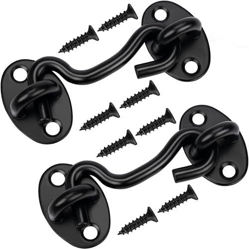 Rainspire (2 Pack) 3 Inch Privacy Hook and Eye Latch for Barn Door, Stainless Steel Gate Latch Barn Door Lock Cabin Hooks for Gate Shutters Window Slide Barn Shed Cabinet Bathroom, Black - color: Black, size: 3 Inch