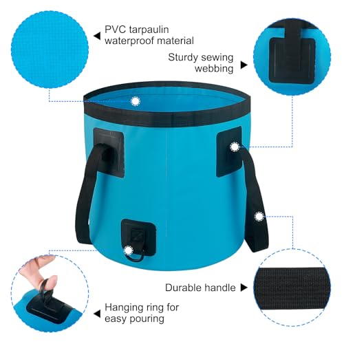 5 Gallon Collapsible Bucket with Handle, Car Wash Bucket Foldable Water Storage Container for Camping Fishing Beach Gardening, Portable Laundry Wash Basin for RV Cleaning Supplies Swamp Emergency Prep - color: Blue, size: 20L
