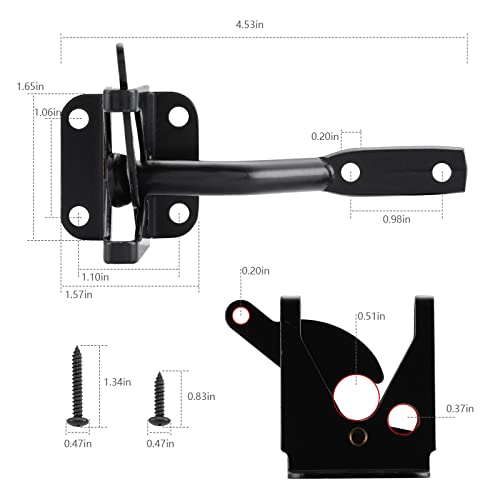 HOME MASTER HARDWARE Wood Gate Hardware Set- Heavy Duty 6" Gate Tee Hinge,Pull Set Gate Hardware Kit with Screws for Outdoor Fence Swing Gate Black Finish | 2 Pack T Strap Hinges, Self Locking Gate Latch, Pull Door Handle, Included Screws, Black, HOME MAS