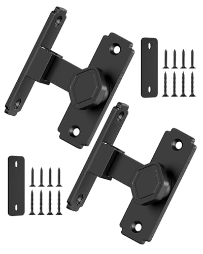 90 Degree Barn Door Lock, Rustproof Sliding Gate Latch, Black 2Pcs | Multipurpose Security Lock for Bathroom, Cabinet, Pet Cage, Garden Shed, Window And Sliding Wooden Doors - color: Black-2PCS