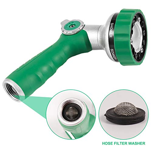 GREEN MOUNT Garden Hose Nozzle, Water Hose Spray Nozzle with Thumb Control On Off Valve for Easy Water Flow Control, Green - color: Green