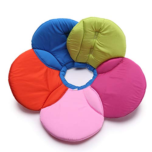 Dog Cone E-Collar Flower Soft Elizabethan Waterproof Grooming Recovery Protective Adjustable Collar for Puppy Small Medium Dogs (L Neck: 13-15in, Rainbow) - color: Rainbow, size: L Neck:13-15in