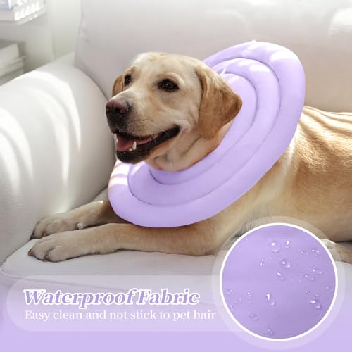 IDOMIK Dog Recovery Collar, Waterproof Soft Dog Cone After Surgery | Comfy Protective Elizabethan Collar Alternative for Dogs Cats, Adjustable Pet Neck Donut Cone Anti-Licking Wounds,Purple,S - color: Purple, size: S