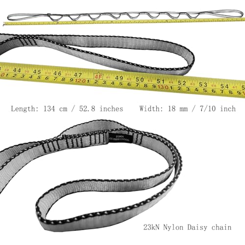 53 Inches Nylon Daisy Chains Rope Climbing Lanyard Straps Looped Strong Slings 23 kN Aerial Yoga Webbing - color: 3PCS Grey
