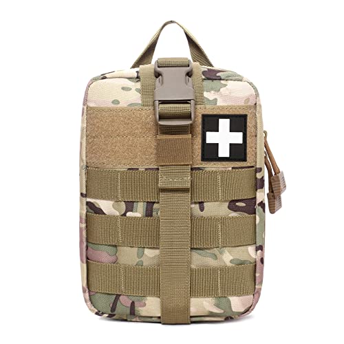 Molle Pouch, Sturdy 600D Nylon Tactical Medical Pouch,Rip-Away EMT First Aid Pouch (Bag Only) - color: Multicam