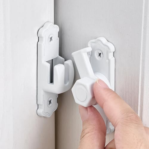 White Aluminum Alloy 90/180 Degree Gate Lock,Barn Door Latches | Flip Gate Latches,Right Angle Door Lock Latch,Sliding Door Latches,for bedroom,garage,window,pet enclosures,drawer,cabinet - color: White