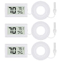 3Pcs Fahrenheit Thermometer Hygrometer Mini Digital with Probe Electronic Temperature Humidity Gauge Meters Indoor LCD Display for Humidors,Greenhouse,Garden,Incubator Reptile Terrarium