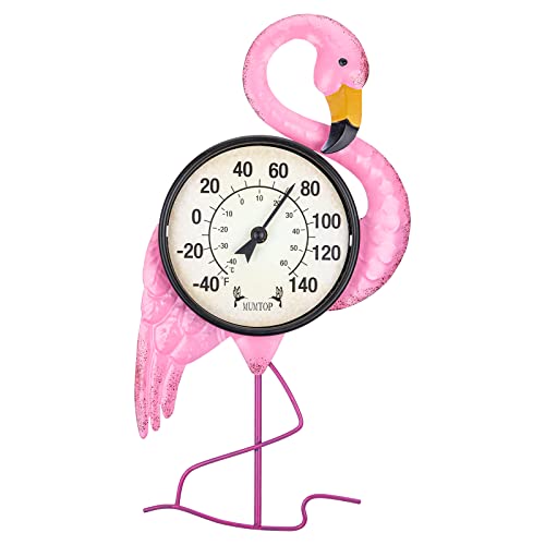 Outdoor Thermometers, Flamingo Thermometer for Patio Yard Garden | No Battery Needed, Waterproof, Indoor and Outdoor, Easy to Read, Gifts Idea - color: Flamingo