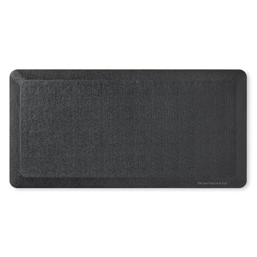 KITCHENAID Gourmet Series Kitchen Comfort Gel Mat, Woven Texture, Matte Black, 20"x39" - color: Matte Black