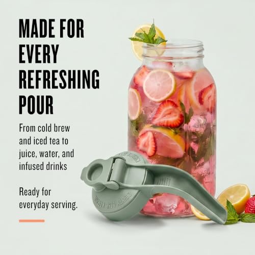 County Line Kitchen 64 oz Mason Jar Glass Pitcher With Lid - Sage | Heavy-Duty Glass Mason Jar Pitcher - Leak-Proof Lid, Wide Mouth & Easy Pour Spout (64 oz) - color: Sage