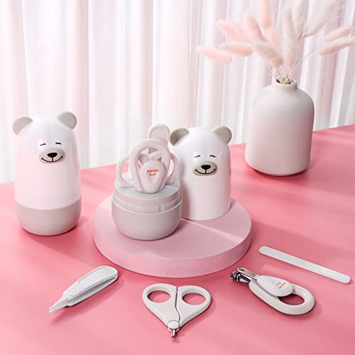 Baby Nail Clippers Set with Cute Case, Infant Fingernail and Toenail File Kit for Newborn Manicure and Pedicure, New Mom Grooming Gift - color: Lan White