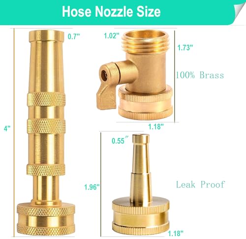 Solid Brass Heavy Duty Adjustable Twist Hose Nozzle,CM CUMIZON Jet Sweeper Nozzle, High Pressure Hose Nozzle with On-Off Valve, Leak-Free Operation 3/4" GHT Connector 3 Pack | Heavy Duty, Jet Sweeper Nozzle, High Pressure with On-Off Valve, Leak-Free Oper
