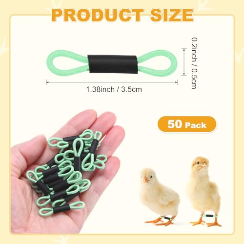 M METERXITY 50-Pack Adjustable Chick Leg Bands, 1.38" x 0.2" Polyester Chicken Leg Brace for Chicks/Ducks/Birds [Green] Poultry Leg Bands - color: Green