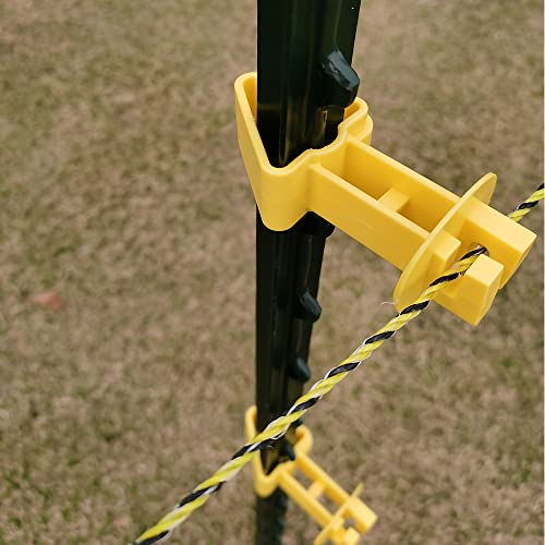 25-Pack Electric Fence T-Post Insulators, Snap-On Extended | Extended Offset · UV-Resistant · Fits T-Posts · For Wire & Polywire - color: Yellow