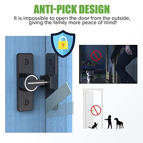 Barn Door Lock Hardware, 90 Degree Heavy Duty Gate Latches Flip Latch Safety Door Bolt Latch Lock, Barn Sliding Door Latch Lock Suitable for Garden, Bathroom, Outdoor, Garage, Window - color: Black (Luminous)