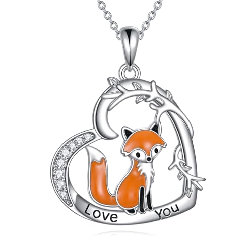 Goat Necklace Crystal Goat Necklace Sterling Silver Heart Goat Necklace Animal Pendant Jewelry for Women Goat Gift for Goat Lovers - style: fox