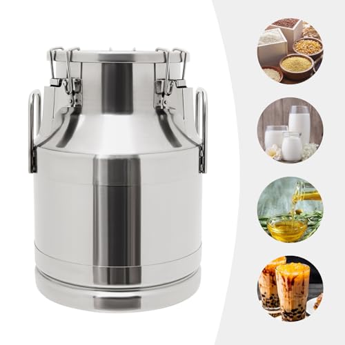 10L/2.64 Gallon Stainless Steel Milk Can 201 Stainless Steel Milk Jug Sealed Bucket Wine Pail Bucket Milk Can Liquid Storage Container w Sealed Lid for Milk Wine Water Liquid - size: 10L|without faucet|201