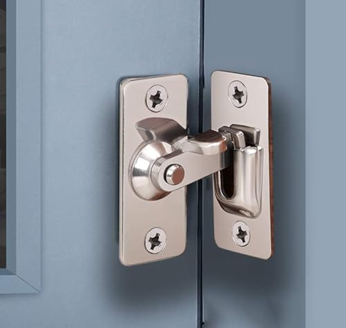 Door Hasp Latch 90 Degree, Stainless Steel Safety Angle Locking Latch for Push/Sliding/Barn Door, Satin Nickel