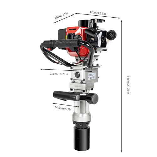 Gas Powered Post Driver 32.7cc 900W Fence Post Driver with 2 Sockets, 8500RPM 2-Stroke Pile Driver for Fence Installation Farm Vineyard and Construction Projects