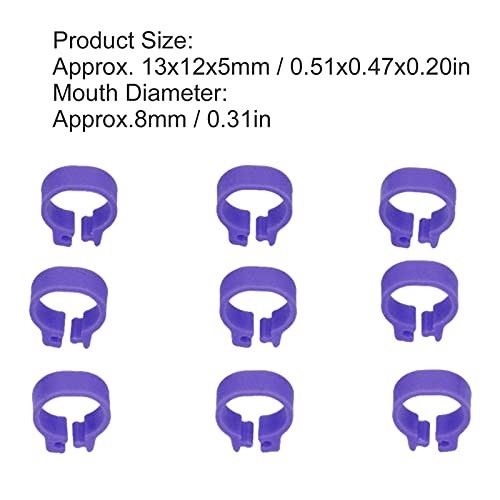 Zerodis 100PCS 8mm Leg Rings, Plastic Identification Bands for Pigeons, with Reusable Easy to Install for Poultry Dove Marking (Purple) - color: Purple