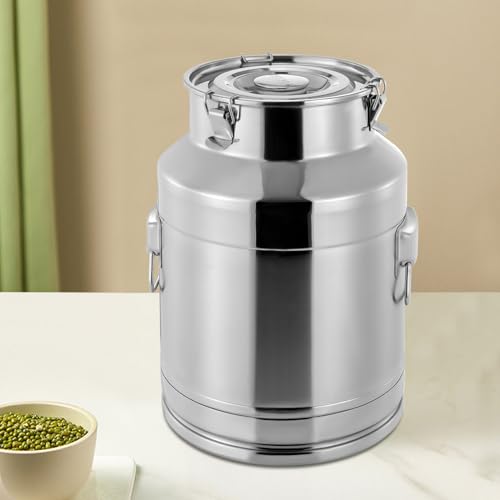 28L/7.39Gal Stainless Steel Milk Can 304 Stainless Steel Milk Jug Sealed Bucket Wine Pail Bucket Milk Can Liquid Storage Container w/Sealed Lid for Milk Wine Water Liquid - size: 28L|without faucet|304|Thickened version