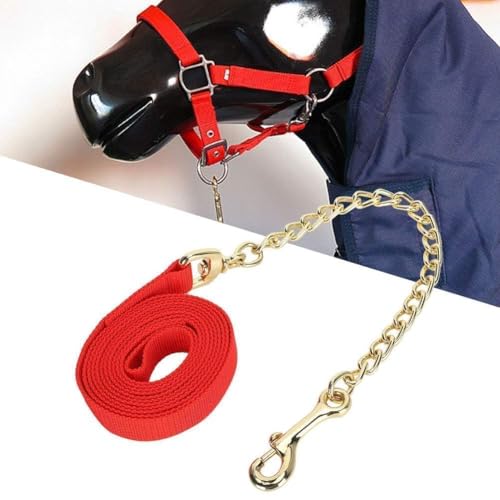 Leather Poly Lead Rope,Horse Value Rope with Iron Chain Red | Horse Lead Rope, Rope Leash Lead Horse Lunge Line Weather Resistant Lead Line for Equestrian and Livestock
