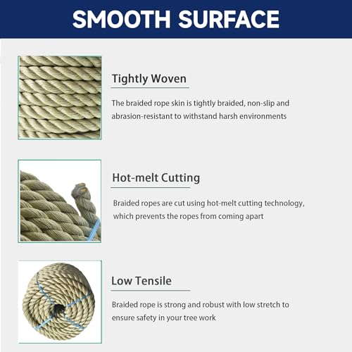 1 inch x 100 feet Twisted ProManila - UnManila Rope, Tan Twisted 3 Strand Polypropylene Rope Cordage for Marine, Nautical, DIY Projects, Tie Downs - size: 1in*100ft