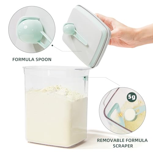 Formula Container for Home, 2300ml Airtight Milk Powder Canister | BPA-Free Home Storage Dispenser with Scoop Holder, Leveler and Pop Top Lid, Holds Up to 28 oz/800 g Powder for Daily Feeding - color: 28 oz - Clear