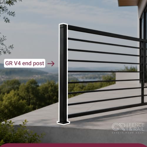 CR Fence & Rail V4 (ONLY) Horizontal Guard Rail End Post DIY Kit, Bracket Included (NOT Compatible with Other Systems) - size: V4 - 36", style: 36" - 2x End Posts