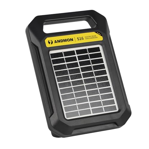 S16 12 Miles Solar Fence Charger, 0.18J Output, up to 8.1KV Electric Fence Charger, Rechargeable Solar Panel Solar Electric Fence Charger for Livestock, Farm Security & Garden Protection