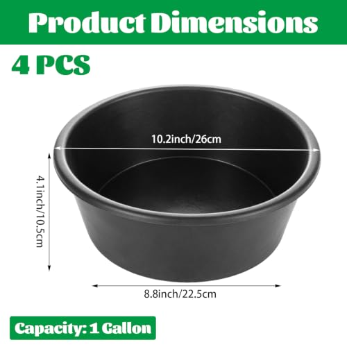 4pcs Rubber Feeder Pan - 1 Gallon Horse Feed Bucket - Animal Feed Bowl for Goat Chicken Dogs