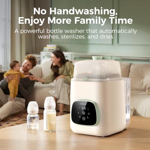 Momcozy KleanPal Pro All-in-One Bottle Washer, Sterilizer & Dryer - Matte | New Matte White Design, 26 Powerful Spray Jets, 9 Cleaning Modes, 72 Hours Storage, built for new parents' everyday feeding - color: Matte White
