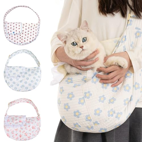 Flower Pet Sling Carrier for Small Dogs,Breathable Small Dog Carrier Sling,Puppy Carrier for Small Dogs and Cats,Dog Slings for Small Dogs (Pink, Medium)