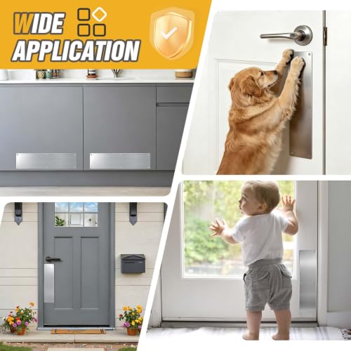 12" Door Push Plate Stainless Steel for Bottom,Exterior,Front Door | Dual-use door push plate and kick plate with 304 stainless steel construction protects doors from pet,shoes and daily damage. - size: 12'' Push Plate