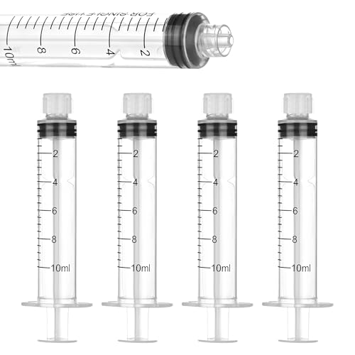 10ml Syringe with Cap, Luer Lock Liquid Transfer Syringes, 30 Pack Wrapped | Clear scale markings and smooth operation, controlled dispensing, and easy liquid transfer - style: 10 ml Luer Lock