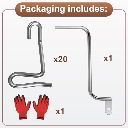 1/4" Fence Wire Tightener Kit, 20 Pcs 6mm Clips with Fence Tensioner Handle | Includes 20 Fence Clips and 1 Tightener Handle for Tensioning and Repairing Wire Fences on Farms, Gardens, Yards and Pastures