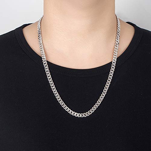 Dankadi Hip-Punk Solid 925 Sterling Silver Miami Cuban Link For Men & Woman Necklace Fashion 3-6 MM 18-30 inches Curb Chain Unisex Jewelry Gift - style: 6MM 26 inch