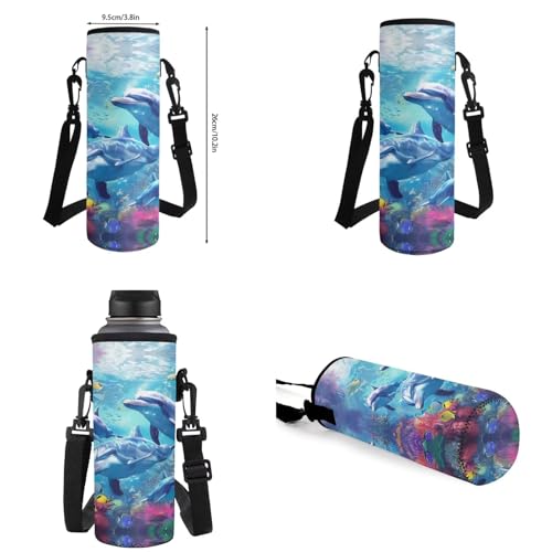 Upetstory Adorable Dolphin Kids Backpack for Girls Boys School Bag Set with Lunch Bag Pen Case Water Bottle Sleeve Elementary Book Bag Kindergarten Primary Middle School Travel Daypack - color: Dolphin