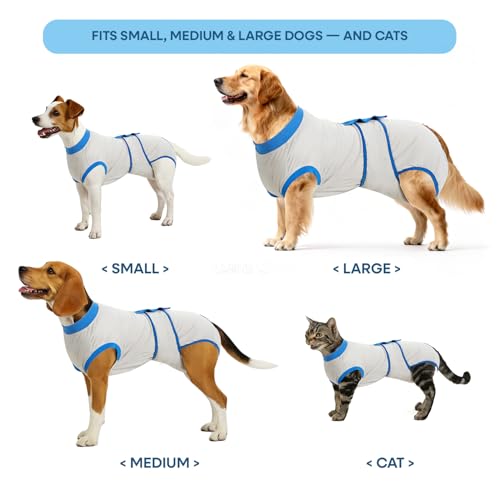 Recovery Suit for Dogs Cats After Surgery, Cone Alternative, Grey Blue, M | Soft Breathable Fabric, Prevents Licking & Scratching, Easy to Put On, Machine Washable, Post-Surgery, Wound Protection - color: Grey Blue, size: M (Back:13.4-16.1'', Weight:14-25