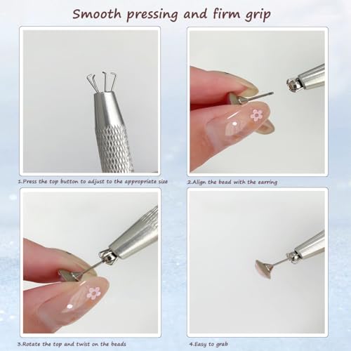 Professional Body Jewelry Insertion Taper Tool - 14G 16G 18G 20G Stainless Steel Flat Back Earrings Applicator, Threadless Insertion Pin & Threaded Ball Grabber Kit for Ear, Nose, Lip Piercing Jewel - color: 2PCS Ball Grabber Tool