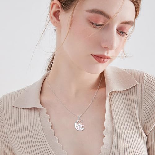 Snake Moon Necklace - 925 Sterling Silver Moon Pendant Necklace - Snake Jewelry for Women - style: Sheep