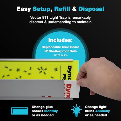 Catchmaster Pro Series Flying Insect Light Trap, Electric UV Light Fly Trap, Silent Adhesive Glue Board, Mosquito Gnat Killer Indoor, UV Lamp Bug Catcher, Pest Control for Home & Garage - style: 911 UV Light Trap