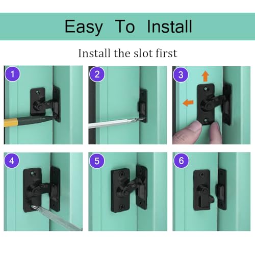 MINI Size 90 Degree Door Latch Sliding Screen Door Latch Barn Door Lock Hasp Latch Clasp Lock Pocket Door Locks and Latches Black Small* | Quick-Access Locking for Privacy in Bathroom, Toilet, RVs & Small Spaces, Left Or Right Application, 304# Stainless