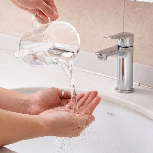 Khen Judaica Acrylic Hand Washing Cup for Netilat Yadayim with Dual Handles - 5" Clear Unbreakable Plastic Negel Vasser Wash Cup for Everyday & Passover Seder, Shabbat, Shul, Synagogue & Home (Clear) - color: Clear