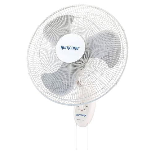 Hurricane Supreme 18" 90 Degree Oscillating Indoor Wall Mounted 3 Speed Plastic Blade Fan with Adjustable Tilt and Pull Chain Control, White (4 Pack) - style: Casual